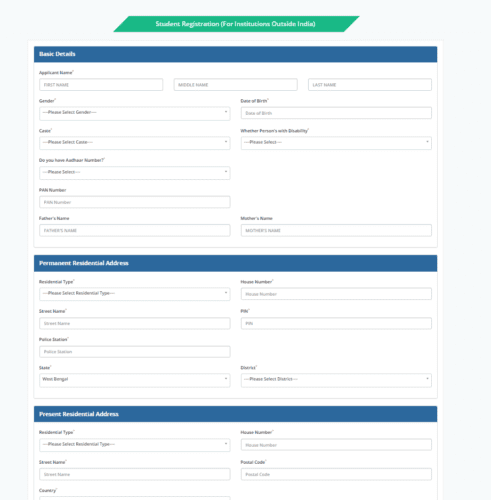 Student Registration Portal - Application Form